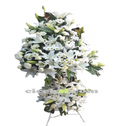  Erzurum Çiçek Siparişi İki Katlı Beyaz Ferforje