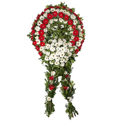 Erzurum Çiçekçi Kırmızı Beyaz Gerbera Cenaze Çelengi