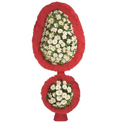  Erzurum Çiçekçiler Beyaz Gerbera İkili Sepet/Çelenk
