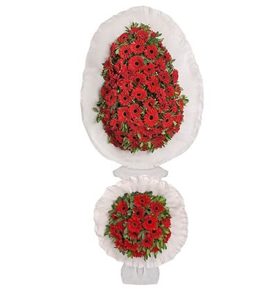  Erzurum Çiçekçiler Kırmızı Gerbera İkili Sepet/Çelenk
