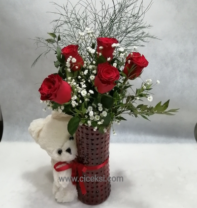 kırmızı aşkı Çiçeği & Ürünü Sevgilime vazo  
