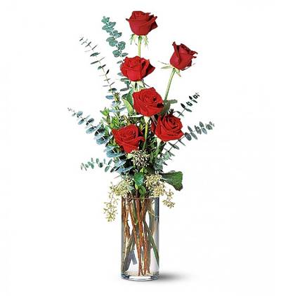 kalanchoe  Çiçeği & Ürünü Vazoda 6 Kırmızı Gül 