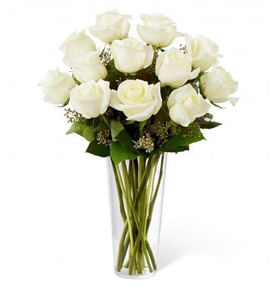 aşk&mavi Çiçeği & Ürünü Vazoda 12 Beyaz Gül 