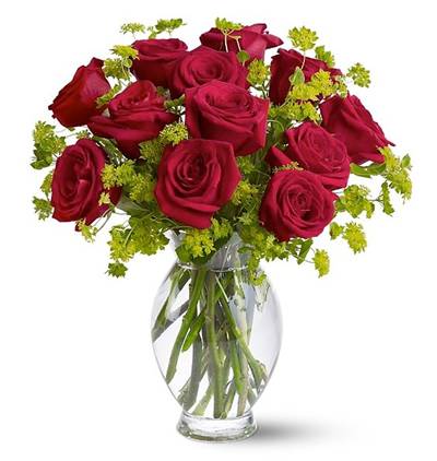 vazoda 12 kırmızı gül ve ayıcık Çiçeği & Ürünü Vazoda 12 Kırmızı Gül Arajman 