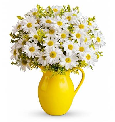 14 Şubat kutusu  Çiçeği & Ürünü Sarı Vazoda Papatyalar 