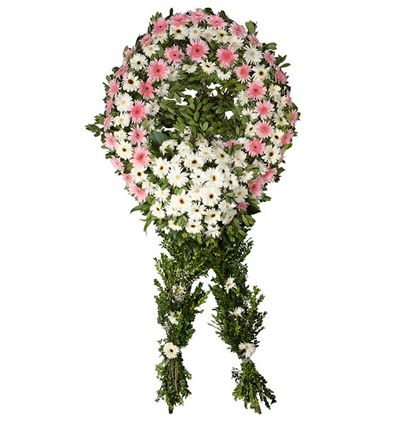 Erzurum Çiçekçi Pembe Beyaz Gerbera Cenaze Çelengi