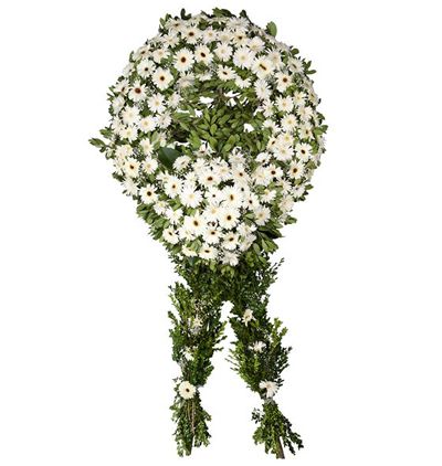  Erzurum Çiçekçiler Beyaz Gerbera Cenaze Çelengi