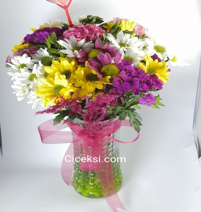 kırmızı aŞk  Çiçeği & Ürünü Vazo da kır çiçekleri 